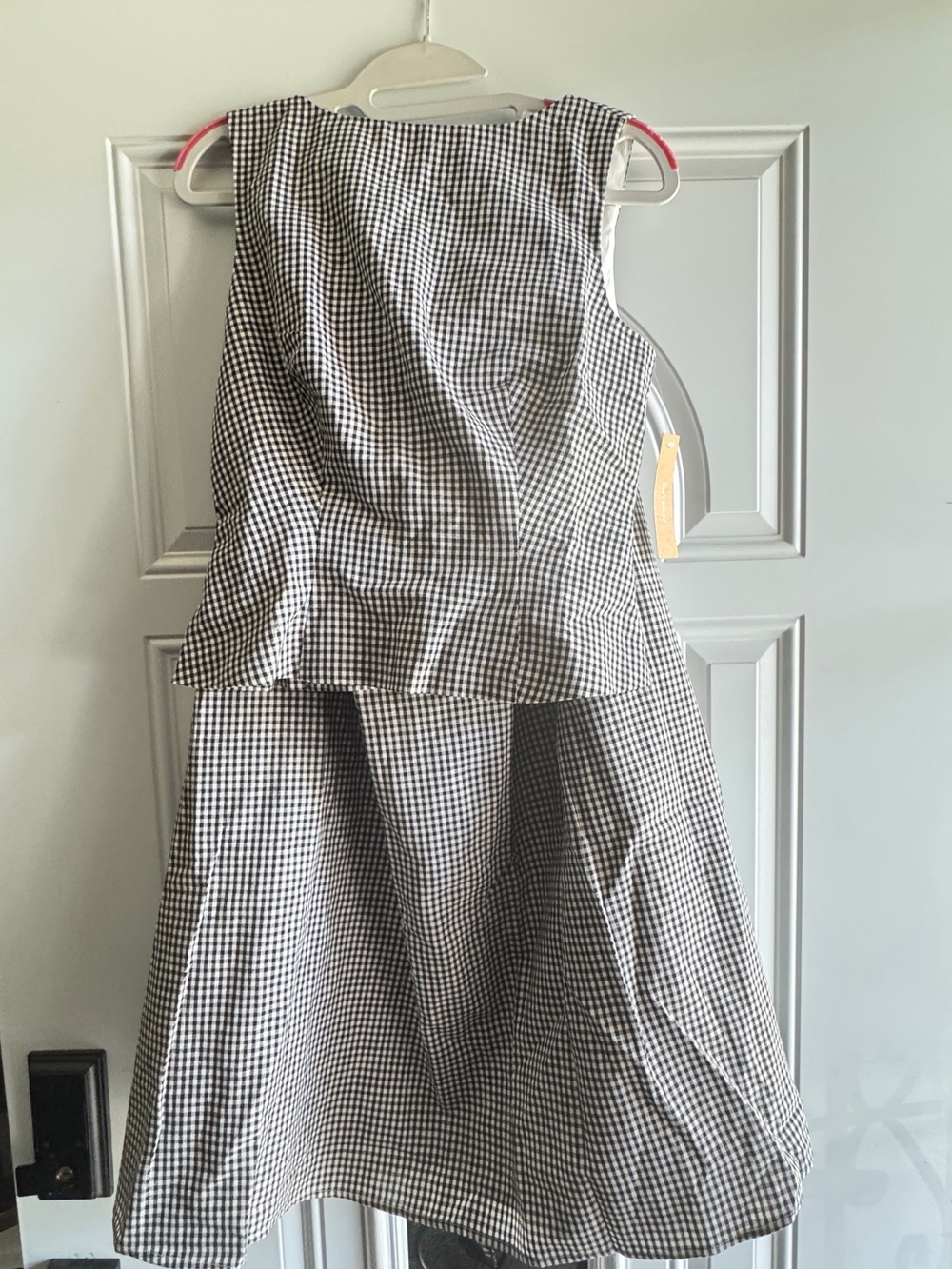 Sleeveless Black & White Gingham A-Line Dress